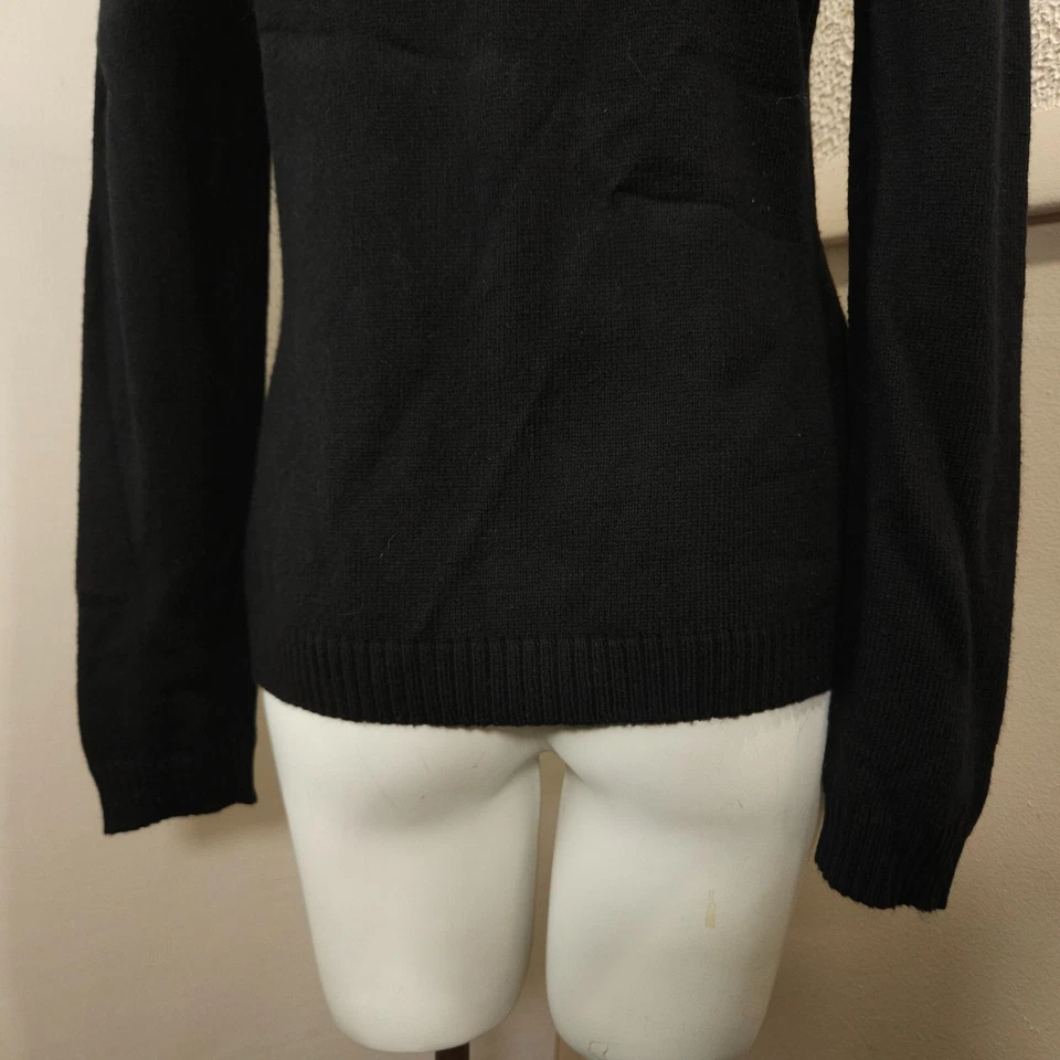 Jones New York Womens Sweater Jacket Sz M Black Hooded Bead Bling Full Zip Soft - Image 4 of 4