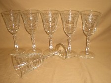 VTG LIBBEY ROCK SHARPE CRYSTAL ETCHED WINE ST...