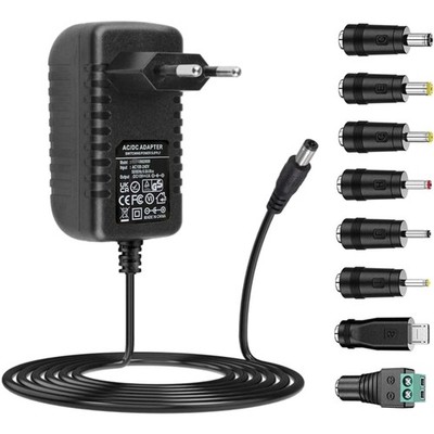 Netzteil 24V 1A AC Adapter mit 8 Steckeradaptern für DC-Geräte Zubehör