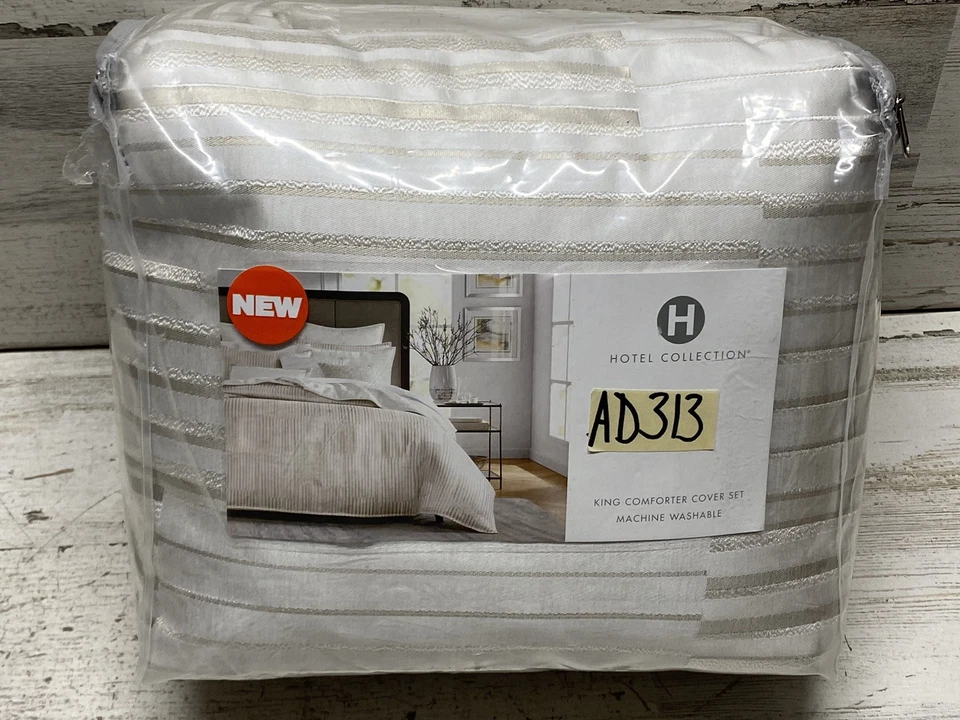 Juego de funda nórdica y fundas Strie King metálicas Hotel Collection marfil/dorado nuevo Foto 3 de 4