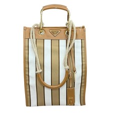 Prada Canvas Tote Bag Women Brown One Size