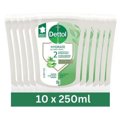 [3025661-10] DETTOL Lot de 10 Flacons de 250 ml Recharge Savon No Touch Aloe ... - Photo 1/3