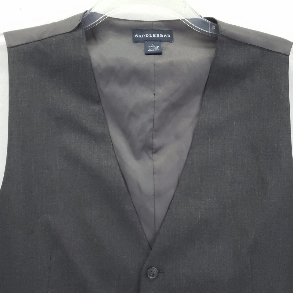 Saddlebred Vest Mens Large Charcoal Gray Suit Waistcoat 5-Button Lined - Image 3 of 4