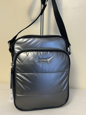 DKNY Gray Gigi Flight Double Zip Nylon Crossbody Bag Handbag