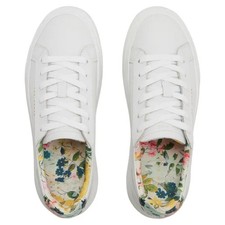Ted Baker Women Maisie Leather Court Sneaker White Floral Low Top Platform Shoes