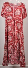 Pink Diamond Size Medium red white floral flower repeat peasant prairie boho ...