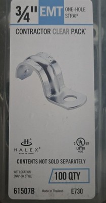 Halex 3/4 In. Click-On EMT 1-Hole Conduit Strap (100-Pack) 61507B Halex NEW