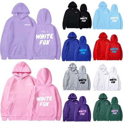 Girls Boys✨White✨Black✨Foxs✨Pocket Hoodie Kids Sweatshirt Casual Pullover Jumper
