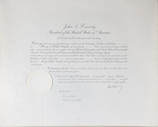 JOHN F. KENNEDY - DIPLOMATIC APPOINTMENT SIGNED 09/24/1963 WITH CO-SIGNERS