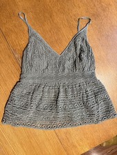 Abercrombie Lace Babydoll Cami M Sage Boho Coquette Cottagecore