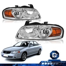 For 2004 2005 2006 Nissan Sentra 4dr Chrome Halogen Headlights Assembly Lamps