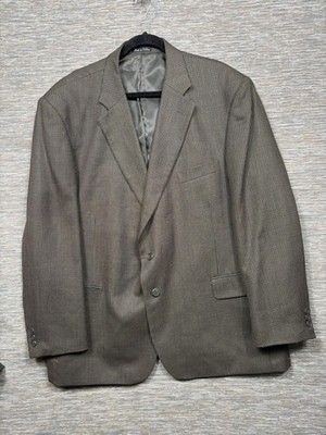 Cezar Del Prado Blazer Mens 50R Brown Check Wool Silk Suit Jacket Two Button
