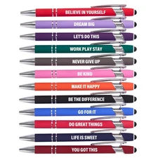 12 Pack Fine Point Pens - Smooth Writing Black Ink Touch Stylus