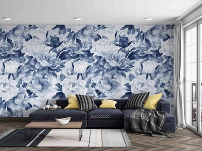 3D Flower Watercolor Floral Pattern Wall Murals Wallpaper Murals Wall Sticker - Image 1 of 4