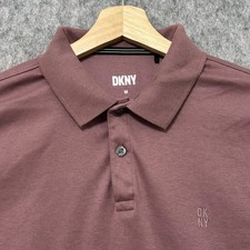 DKNY Mens Solid Dusty Rose Short Sleeve Collared Polo Shirt Size M