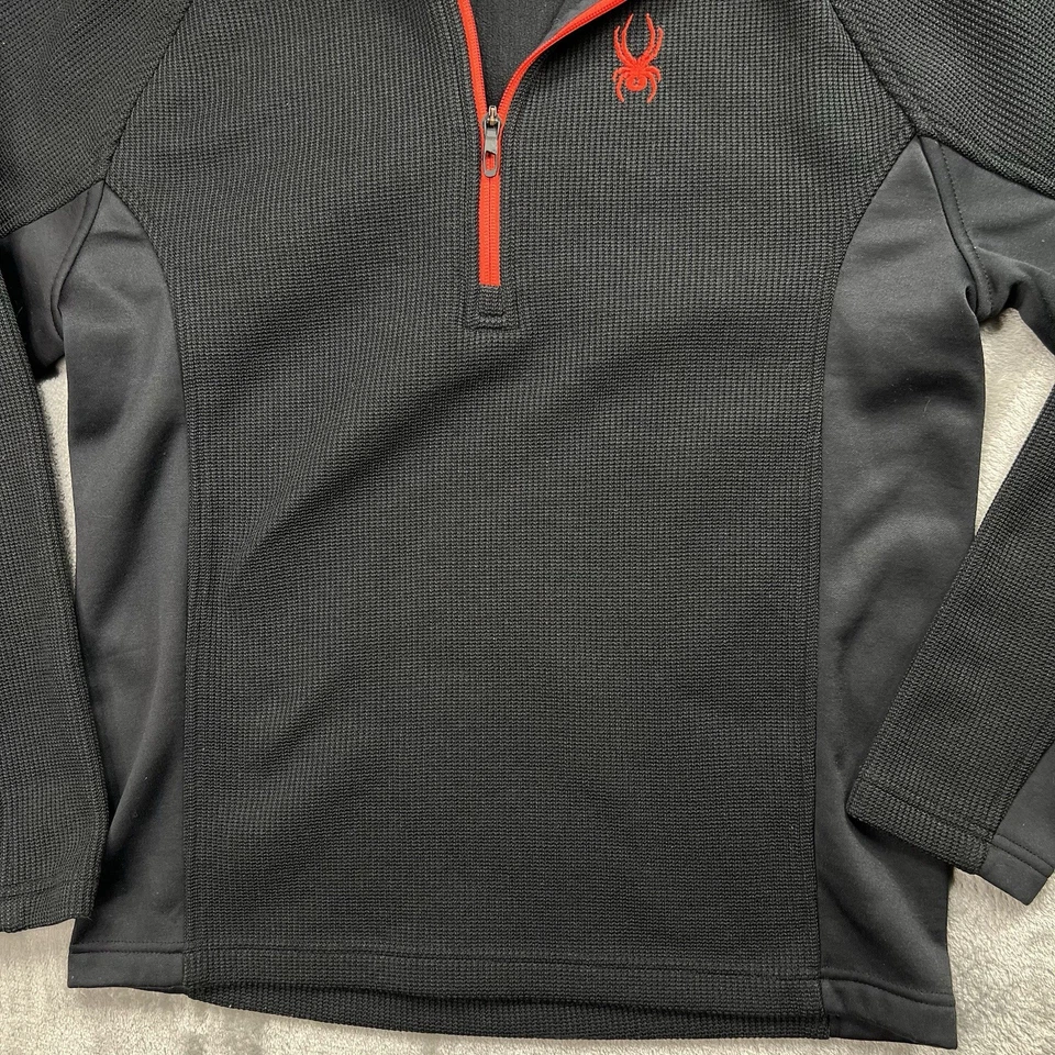 Spyder Core Sweater Long Sleeve Quarter Zip Double Knit Fleece Lined Black SZ M - Image 3 of 4