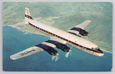 Delta C&S Air Lines Douglass DC 7 1954 Chrome Postcard