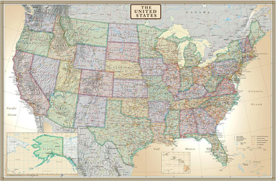 24x36 United States Executive Wall Map Poster Laminated