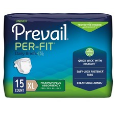 Prevail Per-Fit Incontinence Brief XL Mat Body Shape Maximum 15 Ct