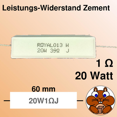 5x Keramik Leistungs Widerstand 1 k Ohm Zement 20W Watt 5% resistor THT Draht