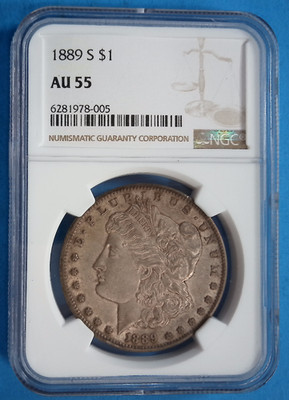 1889-S $1 Morgan Silver Dollar NGC AU55