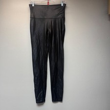 Spanx Faux Leather Leggings Women XL Black Excellent High Waisted Sleek Edgy