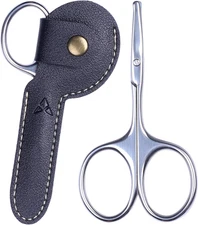 3.75" Nose Hair Scissors, round Tip Small Facial Mustache Scissors for Men'S Tri