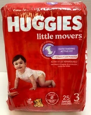 Huggies Little Movers Baby Diapers, Size 3 (16-28lbs), 25 Count