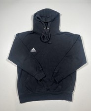 Adidas Hoodie Mens Large Black Pullover Sweatshirt Drawstring Kangaroo Fleece