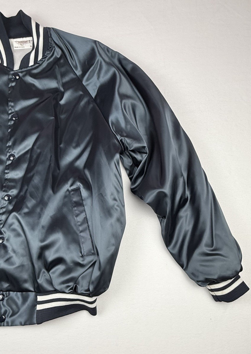 Vintage Auburn Sportswear Satin Jacket Men’s XL Royal Blue Shiny Made USA Snap