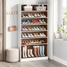 9 Tiers Tall Shoe Cabinet, 40-45 Pairs Heavy Duty Wood Freestanding Shoe Storage