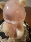 Fenton Glossy Pink Custard Bear With Original Fenton Sticker Mint