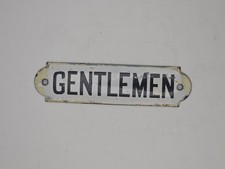 Vintage Enamel Gentlemen Door Sign White Black Toilet Plaque 15cm
