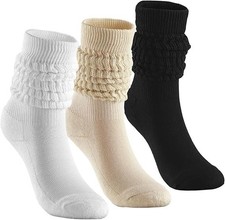 Womens Slouch Socks 3 Pairs Scrunch Knee High Chunky Soft Cozy Boot Socks Size 6