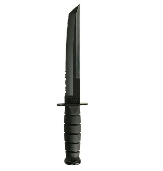 KA-BAR Tanto Fixed Blade Knife, 8", Black - 1245