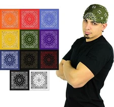 Mato & Hash Jumbo 27 X 27 Trainmen Paisley Bandanas Military Handkerchief Scarf