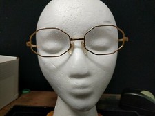 1X Retro Classic Glass Glasses Frame, Eye Wear Octagon Gold Toned Vintage Shades