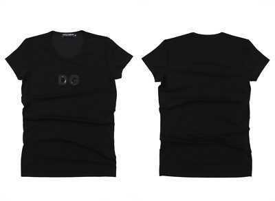 Dolce & Gabbana Vintage 00s DG PVC Logo Black Stretching T