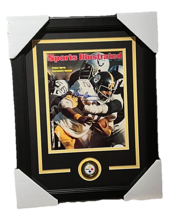 Franco Harris Autographed Signed Pittsburgh Steelers Framed 1975 Sports Illustrated Magazine JSA Rare Steelers 