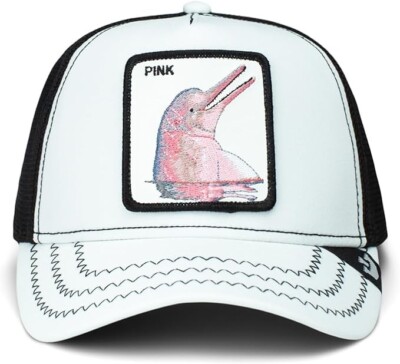 Goorin Animal Farm Trucker Baseball Hat Cap On Wednesdays Pink Dolphin  White