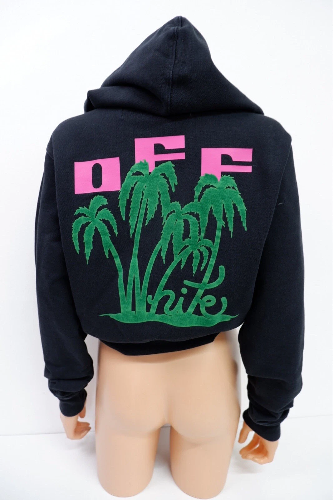 OFF WHITE Felpa con cappuccio da donna bianca Virgil Abloh taglia XXS 2XS nera maglione in perfette condizioni