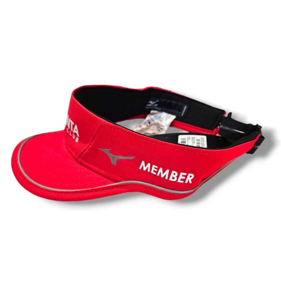 Nuevo con etiquetas Atlanta Track Club Member Mizuno visera roja ajustable correr golf humedad Foto 2 de 4