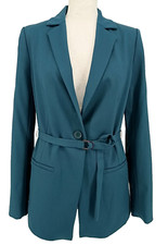 Comma Damen Blazer Gr.36 Petrol A-Linie Gürtel Klassisch