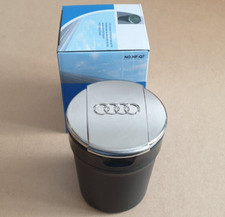 AUDI ASHTRAY STORAGE CUP HOLDER BRUSHED CHROME LID A3 A4 A5 A6 A7 Q3 Q5 RS3 S3