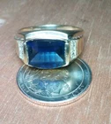 Vtg Sterling Silver Ring Size 12 Tourmaline Emerald Cut W/ Diamonds UTC 925 80s