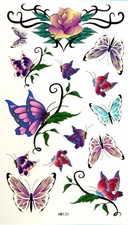 King Horse Butterflies and Rose Temporary Tattoos HM131