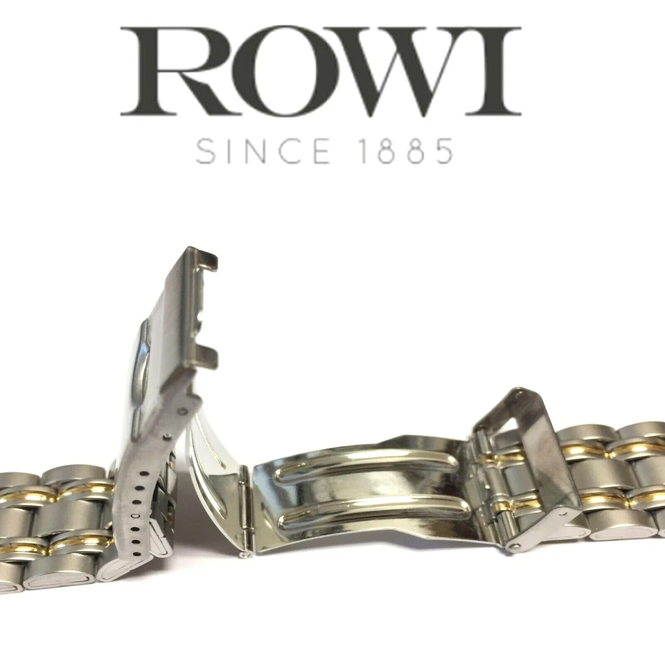 НОВЫЙ 22 мм ROWI 304210 из нержавеющей стали/желтого золота покрытием часы браслет ссылка группы - Изображение 4 из 4