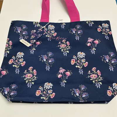 #ad #ad Tesco Cath Kidston Navy Blue Flower Bag Tote Floral Shopper 2025 New $39.99