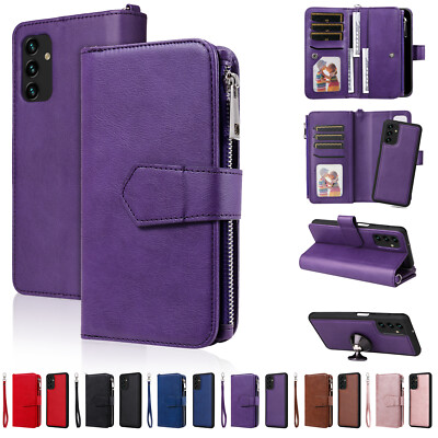 For Samsung Galaxy A13/A23  Removable Wallet with Zipper Magnet Flip Cards Case