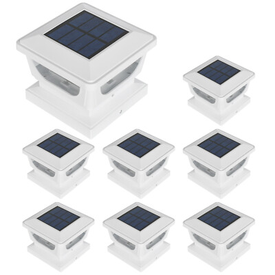 2-8PCS Outdoor Light Solar Post Deck Fence Cap 3x3/4x4 Bright Light Cool White 